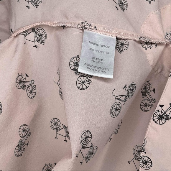PARAPHRASE Light Pink Short Sleeve Tunic Style Blouse With Bicycles Size L - Picture 2 of 4